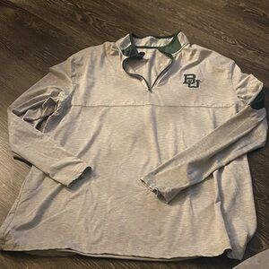 Gray Long Sleeve Shirt with Green Accents- Baylor University